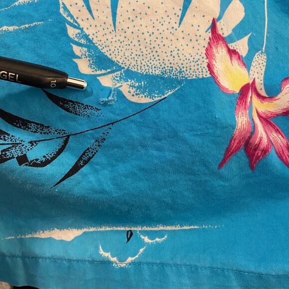 Vintage Bright Blue Hawaiian Shirt Made in USA - Men's Size Large - Picture 4 of 5